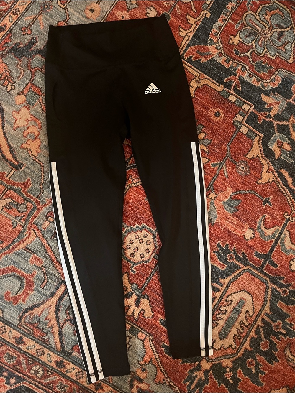 adidas Black Leggings with White Triple Stripes